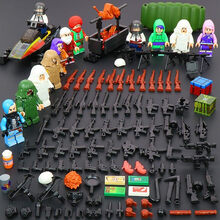 军事人仔警察军人小人拼装积木二战兵人儿童男孩我的世界玩具 深灰色 雪地胜利烤鸡12款