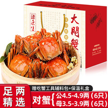 【活蟹】12只装臻原生阳澄湖六月黄大闸蟹鲜活螃蟹现货海鲜水产生鲜蟹类礼盒 对蟹：公4.5两+母3.5两（6对/12只）