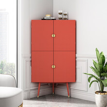 北欧转角柜轻奢现代简约墙角柜小户型客厅三角置物柜拐角茶水柜 现代红转角柜 组装