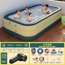 【无线智能闪充】达闻西 游泳池家用成人超大充气游泳池户外儿童游泳池室内宝宝洗澡池加厚戏水池 海岛绿【1.5m3层】无线智能闪充泳池