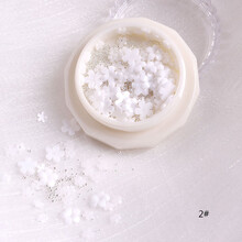 美甲饰品美甲网红饰品小花花饰品指甲装饰迷你可爱立体美甲小花饰品 2# 瓶装银珠小白花