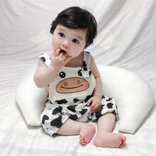 丘莱兔 肚兜婴儿宝宝肚兜宝宝短裤开裆网红婴儿衣服夏季肚兜护肚新生儿哈衣男婴连体衣薄款 奶牛 不带帽子 90cm