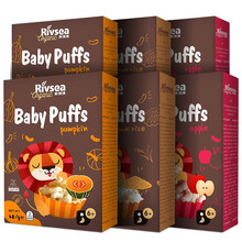 禾泱泱婴儿有机泡芙条米饼饼干6个月以上婴幼儿适用宝宝零食 泡芙条6盒（糙米2+南瓜2+苹果2）