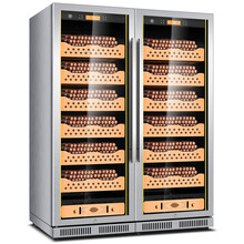 茄龙（CIGARLOONG）CL-168CT2组合双门雪茄柜智能恒温恒湿西班牙雪松木层架不锈钢 榉木裸养款拉丝银