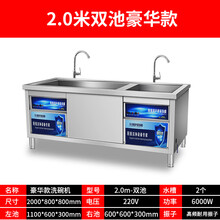 超声波洗碗机餐厅饭店酒店学校食堂餐饮家用小型全自动商用大型大容量标努 2.0米双池智能定时防干烧豪华款 【德国技术】