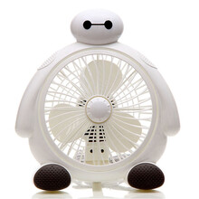 乾越小风扇桌面迷你便携学生宿舍办公室卡通元素台扇 插电款8寸白色胖子