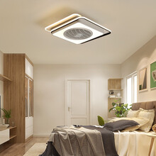 梵帝登 后现代简约北欧隐形吊顶儿童房电灯风扇灯餐厅灯具带灯吊扇灯卧室书房间电扇吊灯带风扇一体吸顶灯饰 62W-60*60*20 /8-15㎡ 智能遥控-无极调光-三档风速-手机APP控制