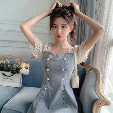 莎纤韵 可哺乳牛仔连衣裙夏装辣妈款潮妈母乳衣时尚洋气产后外出喂奶衣服（竖拉链） 蓝色 M