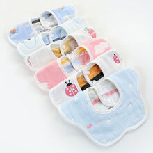 风海有夏口水巾婴儿口水巾防水10条装新生儿宝宝围嘴棉纱布360度旋转小孩围兜 3条装 防水款*爱心图案