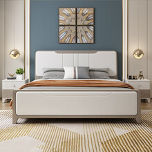 杭府之梦 床 实木床双人床北欧现代简约白色1.8米气压高箱大储物抽屉婚床 定制联系客服 1500mm*2000mm(框架结构)