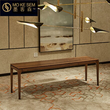 发木乐北美黑胡桃木床尾凳全实木卧室家具极简轻奢客厅沙发凳餐厅长条凳 黑胡桃木长条凳