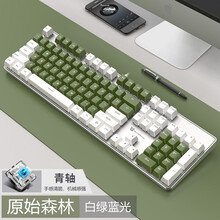 森松尼（sunsonny）机械键盘有线游戏专用外设台式笔记本办公吃鸡LOL外接104键USB外接发光  J9白绿双拼蓝光（青轴）