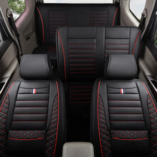 长安金牛星座套七座专用全包夏季通用汽车坐垫套面包车皮革座垫 七座-黑色(中排连体)