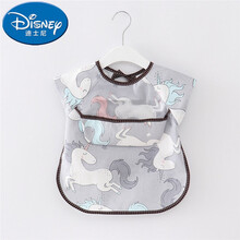 迪士尼(Disney)儿童围脖子餐巾宝宝吃饭围嘴防水婴幼儿食饭兜画画围裙小孩罩衣辅小孩子穿的 口水兜彩虹马灰 150(90(90码衣长40CM建议0-2岁))