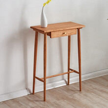 玄关桌喜盈森北欧实木简约新中式条案黑胡桃樱桃木玄关台供桌景台 樱桃木原木色60 组装