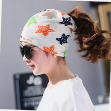 月子帽夏季薄款纱布帽子产后坐时尚孕妇冰丝夏天冒产妇头巾夏 冰丝橘绿星星-YV5