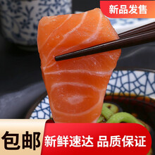 三文鱼刺身生吃日料中段即食冰鲜整条批发1-5斤 1斤  尝鲜不划算(加芥末鲜酱油) 带皮保真去边角料(450左右)