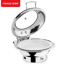 菲迪斯（FISDDIS）304不锈钢自助餐炉电加热酒店布菲炉液压翻盖保温炉早餐炉自助餐保温炉 数显-圆形单格陶瓷6升【304液压豪华款】