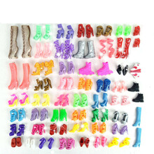 芭芘玩具的高跟鞋 俏芭妃婚纱芭比娃娃鞋子女孩过家家玩具高跟鞋平底鞋配件饰品衣 50双鞋子+4件饰品 默认高度