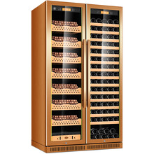 茄龙（CIGARLOONG）CL-180WM2大容量雪茄柜红酒柜智能恒温恒湿西班牙雪松木层架不锈钢 榉木雪茄红酒满配款拉丝金