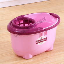 贝柚 简约塑料地拖桶手压加厚拖把桶带轮拧水桶墩布桶手提挤水桶清洁桶 紫红色+备用沥水篮