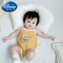 迪士尼婴儿包屁衣夏薄款宝宝连体衣吊带肚兜三角哈衣卡通可爱蜡笔小新夏天凉快空调服新生儿满月百日服 黄色 66
