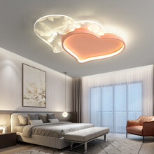 瑶影 卧室灯简约现代创意LED吸顶灯2021新款北欧ins风轻奢房间灯温馨浪漫少女心形公主婚房灯具 6029粉色羽毛小号58CM36W 三色