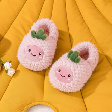 小鹿米利儿童拖鞋 冬2021新款居家室内防滑可爱男童女童宝宝棉鞋 粉色菠萝崽 【140】鞋内长13CM建议脚长12CM