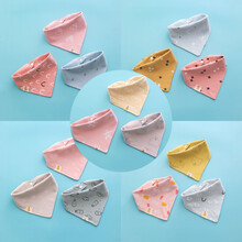 贝兰蓓儿三角巾纯棉婴儿口水巾新生儿宝宝围嘴大号可调韩版洋气头巾 双层印花款 1条/随机体验装