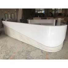 姬悠 转角收银台公司前台服装店美容院柜台饭店饰面大理石吧台接待桌 亮光烤漆/米