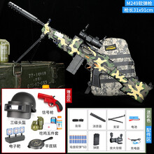 儿童玩具枪m249大菠萝电动软弹枪满配M416突击步抢8-12岁可发射吸盘软弹男孩子吃鸡玩具全套装备 【电动连发-M249】-豪华版