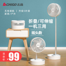 志高（CHIGO）小风扇/电风扇/落地扇/台扇 办公室桌面小型立式折叠风扇 家用/户外 带摇头【伸缩/折叠/1800毫安】