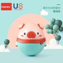 kissbaby婴儿抚触球宝宝曼哈顿手抓球益智早教感知觉抓握训练玩具 小猪不倒翁