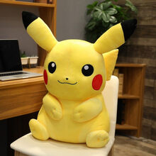 大侦探皮卡丘公仔大号陪睡毛绒玩具女孩比卡丘可爱布娃娃女生睡觉抱枕公仔床上陪睡玩偶生日情人节礼物 微笑 22寸-全长80厘米