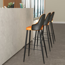 陌利吧台椅轻奢 现代简约吧台椅轻奢家用吧台凳北欧高脚凳酒吧椅设计师创意椅子陌利陌利 头层牛皮（坐高75cm）定制