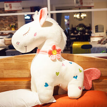 可爱小马玩偶睡觉抱枕公仔女生娃娃玩偶大号生日礼物网红毛绒玩具 粉色花脖子 80厘米