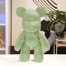 匠心客七夕礼物  暴力熊51cm大号熊手工diym材料包节庆情人节礼品潮节庆玩具贴钻熊 七彩浅绿熊+钻DIY材料包 25cm