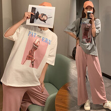 欣柏纶 孕妇装套装夏季夏款孕妇套装孕妇两件套外出外穿宽松大码孕妈装 白色上衣 M