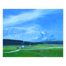 墨斗鱼艺术纪钧译作品《蒙古草原》布面油画艺术品原创装饰画写实收藏证书装裱玄关客厅卧室