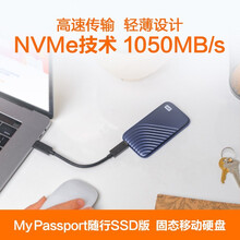 西部数据（WD）Type-C移动硬盘 固态(PSSD) 小巧便携 My Passport SSD 时尚版 固态硬盘 宇宙蓝 2TB 标配送包