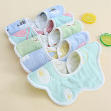 尚莱优品（SLYP）婴儿口水巾 新生儿纯棉纱布围嘴宝宝防水360度旋转吐奶巾吃饭围兜 男宝款(5条装)