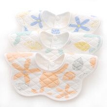 邦帛莉 婴儿口水巾宝宝围嘴 纯棉360度旋转防水保暖新生儿围兜吃饭兜 3805-3条装（幻境兔系列） 均码