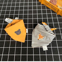 婴儿三角巾新生儿保暖双按扣围巾头巾男童女孩围嘴围兜宝宝口水巾 5条装三角巾大柠檬系