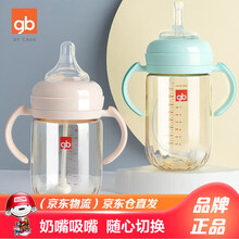 gb好孩子奶瓶大宝宝一岁半两岁以上PPSU耐摔宽口径大容量带吸管手柄喝水新生婴儿奶壶大童两用吸嘴奶瓶 藕粉色（单独吸嘴）【大宝宝推荐】 PPSU 240毫升