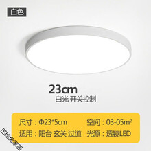 【超亮超值】超薄led吸顶灯客厅灯圆形卧室现代简约中式餐厅套餐灯具阳台楼梯过道灯 白壳圆形 23cm 18瓦 单色白光
