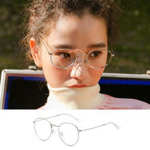 防蓝光辐射近视眼镜女韩版潮有度数眼睛男素颜网红学生平光镜护目 银色 无度数防辐射平光镜【镜袋+镜布】