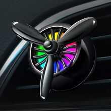车载香水汽车内饰品空调出风口小风扇旋转车上装饰品香薰持久清香 炫彩黑【带灯】 古龙【香片2个】