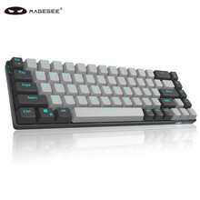 MageGee MK BOX 有线游戏机械键盘 68键mini机械键盘 迷你便携机械键盘 台式电脑笔记本键盘 黑灰色蓝光 红轴