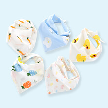 口水巾婴儿纯棉围嘴春夏季新生儿头巾儿童围巾口水围兜宝宝三角巾 5条装三角巾清凉夏日()
