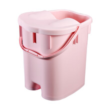 杉贝  带盖加高加厚足浴桶 按摩保温泡脚桶足浴盆 塑料手提洗脚桶洗脚盆 超大号粉色有盖